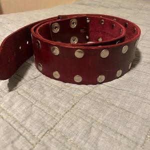 Leather Red Studded Belt